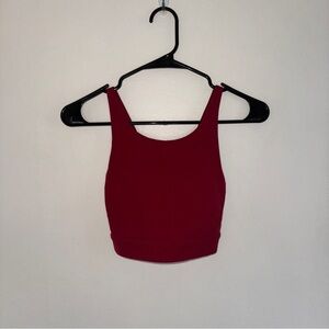 Stori Red Maroon High Neck Sports Bra Crop Top criss cross back 4 XS-S